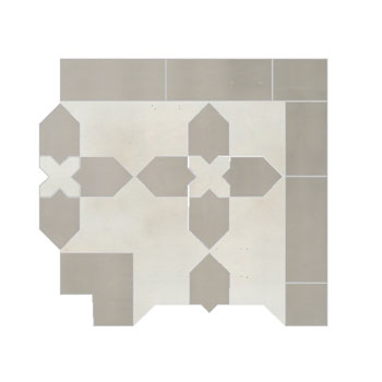 Mosaic House Moroccan tile Kmarshoun C Corner 1-25 White,   Light Gray,    solid zellige, mosaic, zellij, border, glaze, traditional 